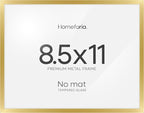 Homeforia Gold Diploma Frame 8.5 x 11, High End Metal 8.5x11 Certificate Frames, 11x8.5 Document Frame for Wall or Tabletop, 8.5 by 11 Letter Size Graduation Frames, Tempered Glass, Wall Kit, Set of 1