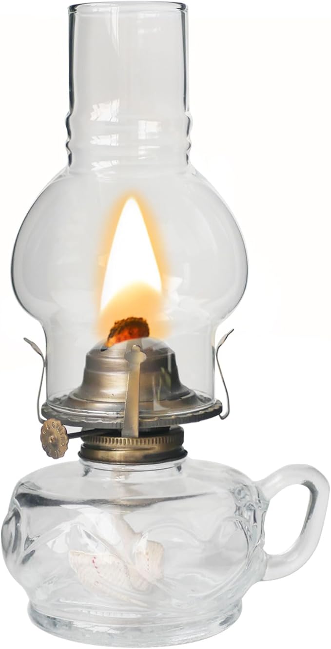 Large Rustic Kerosene Lamp Lantern Chamber Antique Oil Lamps for Indoor Use Home Decor Lighting Vintage Glass Clear (Bronze)