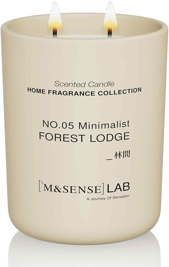 M&SENSE Natural Soy Candle| Forest Lodge | 16.6 oz, 95H Burn | Minimalist Scented Candle for Relaxation, Gifting, Home Décor | for Bedroom, Office, Party Large