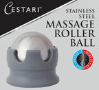 Cestari Stainless Steel Ice Hot Cold Roller for Pain Relief, Foot Massage Ball with Silicone Holder, HSA Muscle Roller, Gray