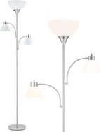 VONLUCE 71" Floor Lamp for Living Room with 3 Bulbs, Standing Lamp with Adjustable Reading Light, Modern Torchiere Floor Lamp with 3 Color Temperatures, Tall Lamp for Bedroom Corner, Nickel