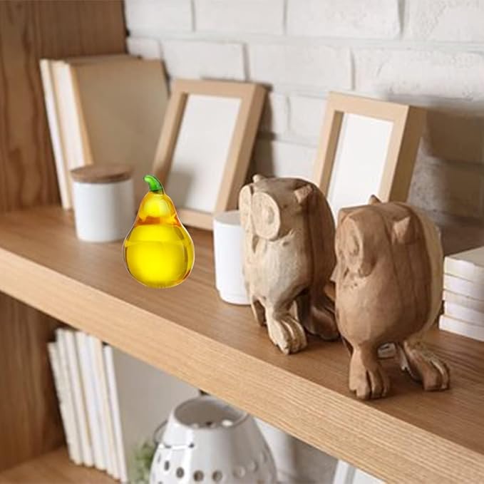 Crystal Pear Figurines Collectibles Glass Fruits Decor for Office Tabletop Centerpiece Art Crystal Paperweights Glass Fruits Decoration for Home Kitchen Gifts for Mum