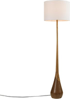GLOBE Electric Novogratz x Harrington 65" Floor Lamp, 2-Tone Faux Wood Base, White Fabric Shade, Socket Rotary Switch 67225