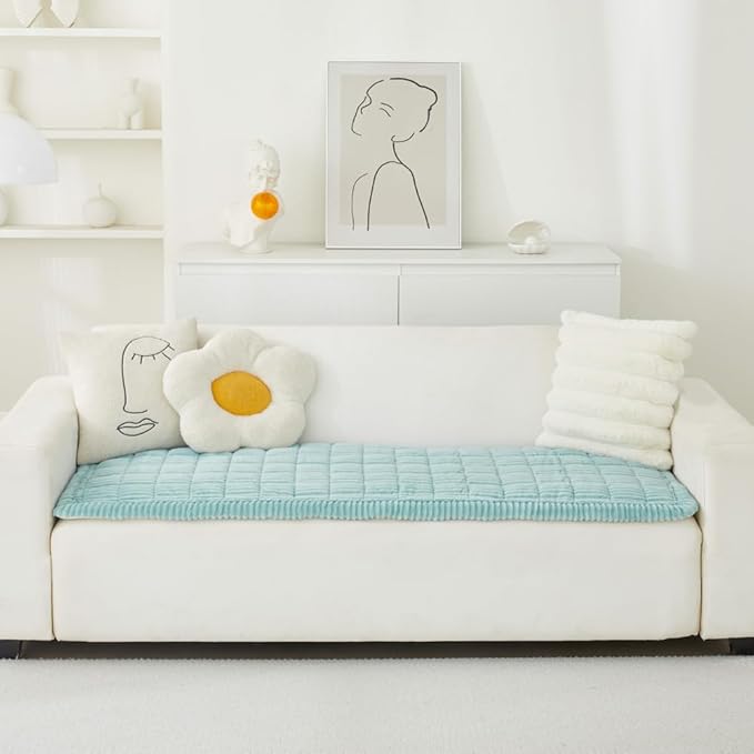 Couch Cover for Dogs Washable, Fuzzy Pet Couch Covers for 3 Cushion Sofa Pet Friendly, Non Slip Sofa Cover (Blue, 27.6" x 59"/70 x 150cm)