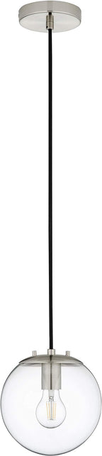 Linea di Liara Sferra Modern Large Glass Pendant Light Kitchen Island Brushed Nickel Pendant Lighting Clear Glass Globe Pendant Light Mid Century Hanging Light Fixture, LED Bulb Included, UL Listed