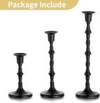 Nuptio Black Candle Holder for Candlestick: Set of 3 Gothic Taper Candle Stick Holders - Tall Metal Candleholders for Halloween Christmas Fireplace Dining Room Table Centerpieces
