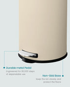 8 Gallon Trash Can, Tall Round Stainless Steel Garbage can with Removal Inner Liner, Soft Close lid, Step on Pedal Trash bin for Kitchen, Office, Living Room or Bathroom, Cream