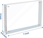 5 Pack 5x7 Acrylic Magnetic Picture Frame, 20 mm Thick Clear Double Sided Freestanding Photo Frame, Transparent Frameless Floating Frames with Magnets Corners