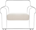 Yates Home PU Leather Couch Sofa Cushion Slipcover Water-Proof Elastic Chair RV Seat Covers Loveseat Sofa Furniture Protector Slip Cover for Settee Seater Replacement in Living Room（Chair, Ivory）