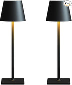 Cordless Table Lamp Rechargeable Lamps: 6000mAh Battery Operated Table Lamp Outdoor Waterproof, Touch Control, Portable Wireless Desk Lamp for Dinner/Bedroom/Restaurant(Black 2 Pack)