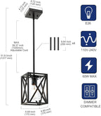 TODOLUZ 1-Light Farmhouse Pendant Light Black Cage Hanging Ceiling Lights with Clear Glass Shade for Kitchen Hallway Dining Room Foyer Bedroom