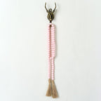 OMISHE 59in Wood Bead Garland with Tassels, Decorative Beads Decor, Farmhouse Wooden Beads Garland for Wall Hanging Home Festival Decor, Pink