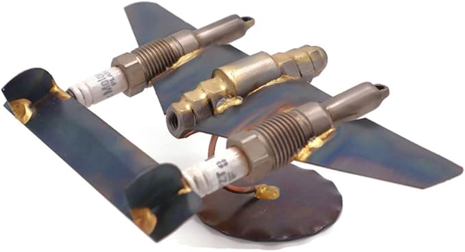 P-38 Lightning Collectible Handmade Metal Art Figurine, Desk Accessories, Trophy, Boss Gift, Home Office Décor, Aircraft