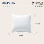 Set of 2 24×24 Inch Pillow Inserts Cotton Cover with Premium Fiber Filling Machine Washable Soft Fluffy Decorative Pillows for Indoor Outdoor Use Perfect for Couches Seats & Beds