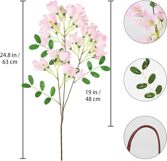 IPOPU 4Pcs Faux Pink Artificial Delphiniums, 24.8 Inch Long Stem Artificial Jacaranda Flowers for Tall Vases, Fake Delphiniums for Artificial Flower Arrangements, Home Party Decorations