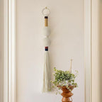 Macrame Wall Hanging Boho Decor Yarn Wall Art Small Sphericity Cotton Textile Tassel Hanging Fiber Art for Living Room Bedroom 27'' L x 2.3'' W