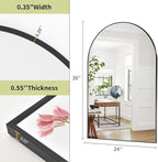 BEAUTYPEAK 24"x36" Arch Bathroom Mirror, Wall Mounted Vanity Metal Frame Mirror for Bedroom, Entryway, Living Room, Black