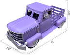 Metal Truck Decor,Farmhouse Truck Decor,Decorative Tabletop Storage & Pick-up Metal Truck Planter, 12.5" x 5.75" x 6.25" inches (Purple)