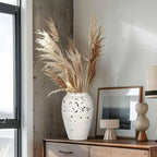 Handcrafted Flower Vase, 10.5" Tall Terracotta Vases, Vintage Rustic Ceramic Vase Décor, Wide Mouth, Matte Finish for Home Office Resto Café Décor