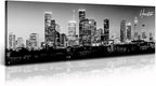 DJSYLIFE Houston Skyline Canvas Wall Art Decor Black & White City Pictures Painting Texas Cityscape Photo Print Artwork for Office Bedroom Living Room Walls Decoration Ready to Hang 13.8"x47.3"