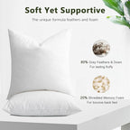 DWR Set of 2 Feather Down Throw Pillow Inserts 12x20 with Organic Cotton Cover, Feather Rectangular White Decorative Pillow Inserts for Bed, Sofa, and Couch
