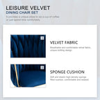 Nrizc Woven Dining Chairs Set of 4, Velvet Upholstered Dining Chairs with Gold Metal Legs, Modern Accent Chairs for Living Room, Dining Room, Kitchen (Blue)