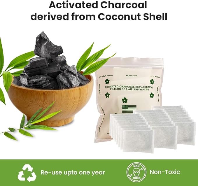 Green Piece® 24 Pack Overstuffed All-Natural Diaper Pail Deodorizer | Activated Charcoal Air Purifier Compatible with Diaper Pails, Shoe Closets, Trash Cans, Pets - Made in The USA by Green Piece