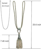 Fenghuangwu Curtain Tiebacks Handmade Elegant Curtain Tie Backs Holdbacks with Tassel for Home Office Decor 2 Pack - Blue