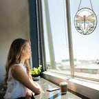 Dragonfly with Flower Suncatcher Stained Glass Window Hanging - 8” Stained Glass Suncatchers for Windows - Sun Catchers Indoor Window Catcher with Hooks and Chain - Birthday Gifts for Mom Grandma