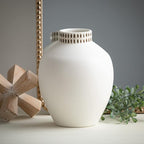 Sullivans Textured 8" Tall Round Vase, Modern Home Decor, White Flower Vase, Vases for Real or Fake Flowers, Living Room, Bedroom, and Office Decor, Decorative Ceramic Vases for Room Decor, (CM3124)