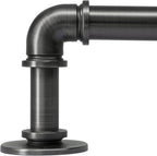 Industrial Curtain Rods 18 to 120 in,Wrap Around Rods, Adjustable Curtain Pole,1 in Diameter Pipe Wall or Ceiling Mounted,for Living Room(Antique Nickel 18” to 120”)