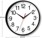 16 Inch Wall Clock Modern Battery Operated Silent Non Ticking Large Analog Clock for Living Room Office Home Bedroom Kitchen Bathroom(Black)