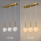 Modern Gold Pendant Light Hanging Fixture Light for Kitchen Island Mid Century with Globe Pendant Light Milk White Glass Pendant Lighting for Living Room Bedroom Entryway (3-Light)