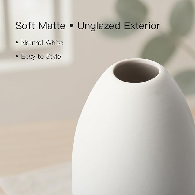 BEAHOT Ceramic Vases Set of 3, Modern Decorative Flower Vases for Living Room