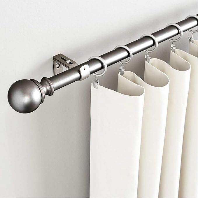 Frienda 6 Pcs Curtain Rod Brackets Adjustable Holder Wall for 1 Inch Diameter Curtain Rod General Bracket Hooks with Screws (Tinned Silver)