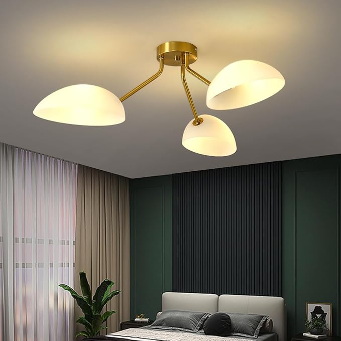 31.5”Gold-Plated Modern Ceiling Light Chandelier Light Fixture for Bedroom and Living Room Ceiling - Adjustable Light and Color with Acrylic lampshade - Sputnik Ceiling Light