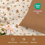 Christmas Comforter Set Twin Size, Christmas Bed Set with Gingerbread Beige Bedding Set for Holiday, 2 Pieces 1 Super Soft Comforter and 1 Pillowcase