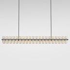 Crystal Black Rectangular Chandelier Light Fixture,72 in Large Dining Room Chandelier Over Table,Modern Chandeliers for Living Room,Arcachon Chandeliers,Kitchen Island,Includes 80xG4 Bulbs