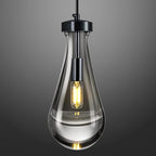 Raindrop Pendant Lights Kitchen Island Teardrop PlatingBlack Hanging Light Clear Solid Glass Pendant Light Modern Chandeliers for Dining Room Porch Corridor Living Room(PlatingBlack 1-Pack)