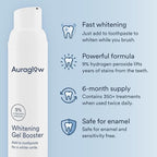 Auraglow Whitening Toothpaste Booster, Add to Toothpaste to Whiten, 9% Hydrogen Peroxide Teeth Whitening Gel Toothpaste, 350+ Whitening Treatments, 6-Month Supply, 2.6oz