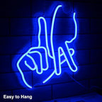 Los Angeles Gesture Neon Sign Baseball Team Neon Lights for Man Cave Decor Blue Letters Gesture LED Sign Fingers Neon Wall Sign LA Neon Signs for Wall Bedroom Garage Game Room Decor