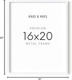 HAUS AND HUES White 16x20 Picture Frame - Modern Aluminum Wall Art Display - Minimalist, Lightweight 16x20 White Frame for Art Prints, Photos, Posters - Ready-to-Hang Vertically & Horizontally