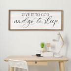 comurdyo Give It To God And Go to Sleep Sign 40''×15'' Master Bedroom Above Bed Wall Decor Wood Framed Couple Large Farmhouse Guest Room Rustic Simple Over Bedside Wall Art Hanging Decor (Wood)