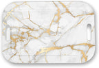 Serving Trays with Handles, 14.5 x 9.8 inch Rectangular Plastic Tray for Restaurant, Kitchen, Golden White Marble