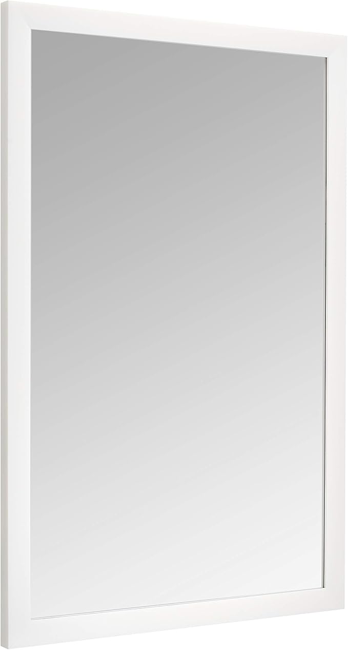 Amazon Basics Rectangular Wall Mount Mirror 24" x 36", Standard Trim, White