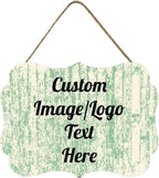 Personalized Wooden Welcome Sign Front Door Decor Personalized Home Sign Door Decorations Customized Image/Text Hanging Door Sign Farmhouse Decorations for Home Office 11.2 * 8 Inch