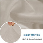 H.VERSAILTEX Velvet Stretch Individual Couch Cushion Cover Plush Cushion Slipcover for Loveseat Sofa Cushion Furniture Protector Seat Cushion Sofa Cover (1 Piece Sofa Cushion Cover, Oatmeal)