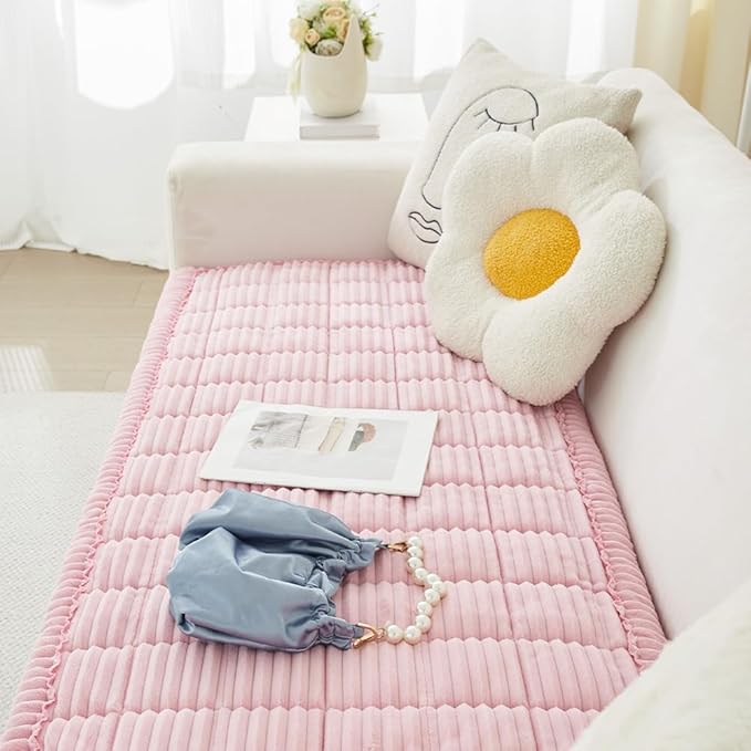 Couch Cover for Dogs Washable, Fuzzy Pet Couch Covers for 3 Cushion Sofa Pet Friendly, Non Slip Sofa Cover (Pink, 27.6" x 82.7"/70 x 210cm)