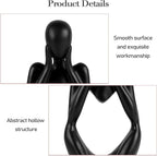 Sandstone Resin Thinker Style Abstract Sculpture Statue Collectible Figurines Home Office Bookshelf Desktop Decor (Small Black, Focus)