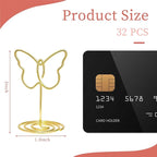32pcs Gold Table Number Holders, Butterfly Picture Holders For Tables, Elegant Wire Place Card Holders & Table Card Holders For Wedding, Graduation, Party, Centerpiece Decor